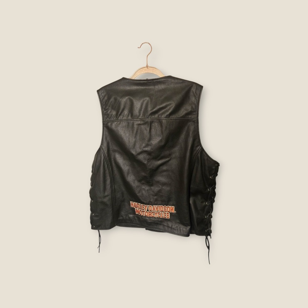 Harley Davidson Leather Vest RN 103819 XL Black Motorcycle Biker